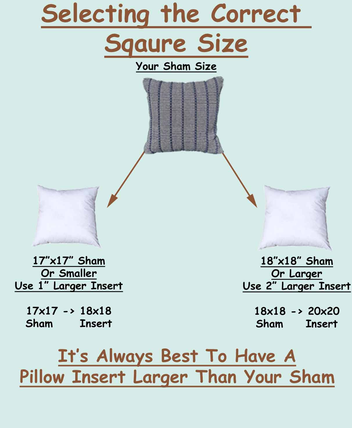Selecting the correct size pillow form insert